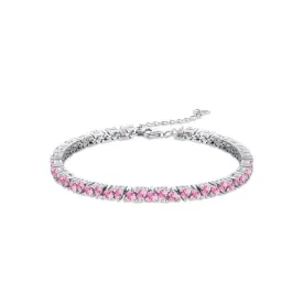 925 Sterling Silver Love Pink Diamond Tennis Bracelet