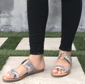 Addison Slip On Slide Sandals In Snakeskin