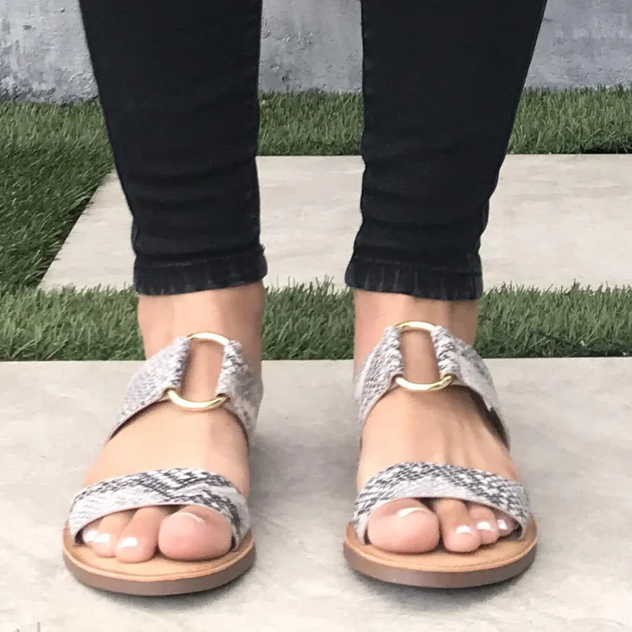 Addison Slip On Slide Sandals In Snakeskin