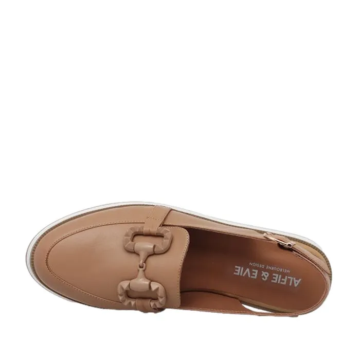 Alfie & Evie Quantum Covered Toe Slingback Sandal Platform Camel