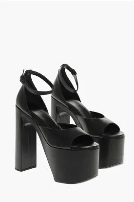 Balenciaga Leather Sandals With Strap And Platform Heel