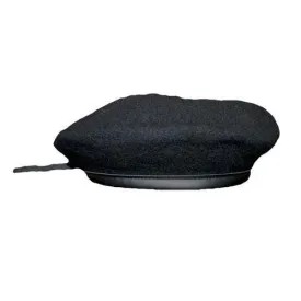 Black Military Beret, Lined w- Leather Sweatband