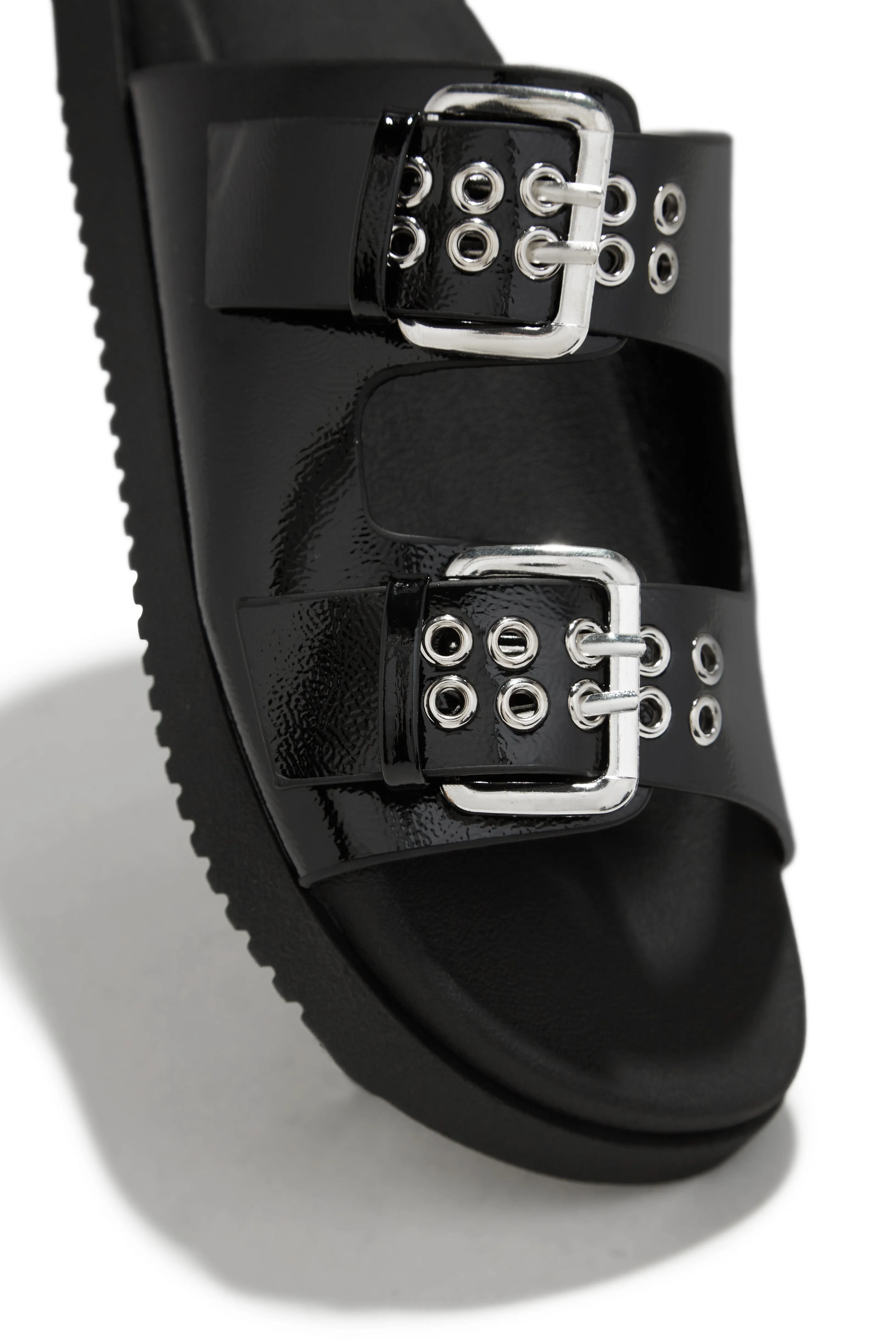 Kira Chunky Slip On Sandals - Black