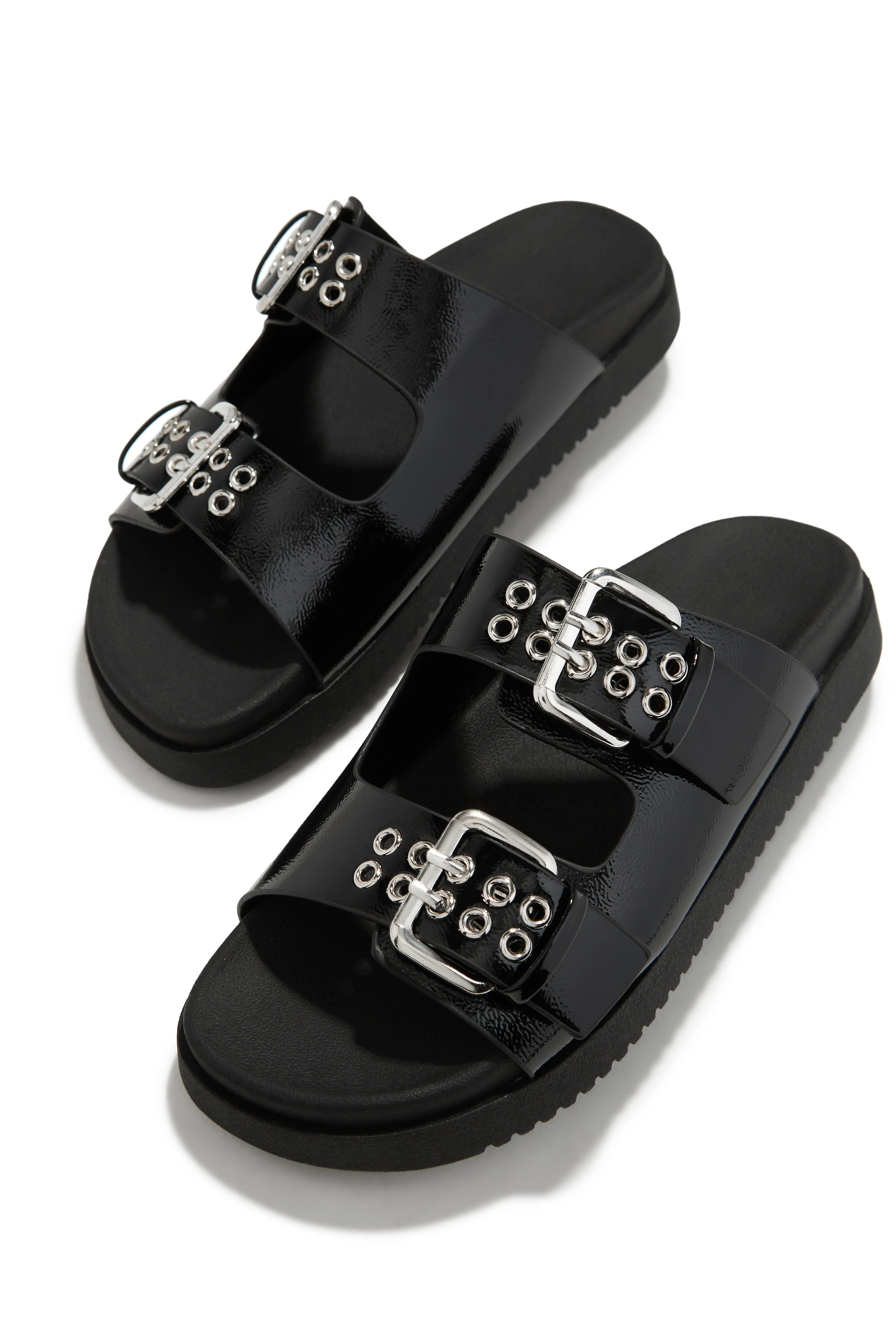 Kira Chunky Slip On Sandals - Black