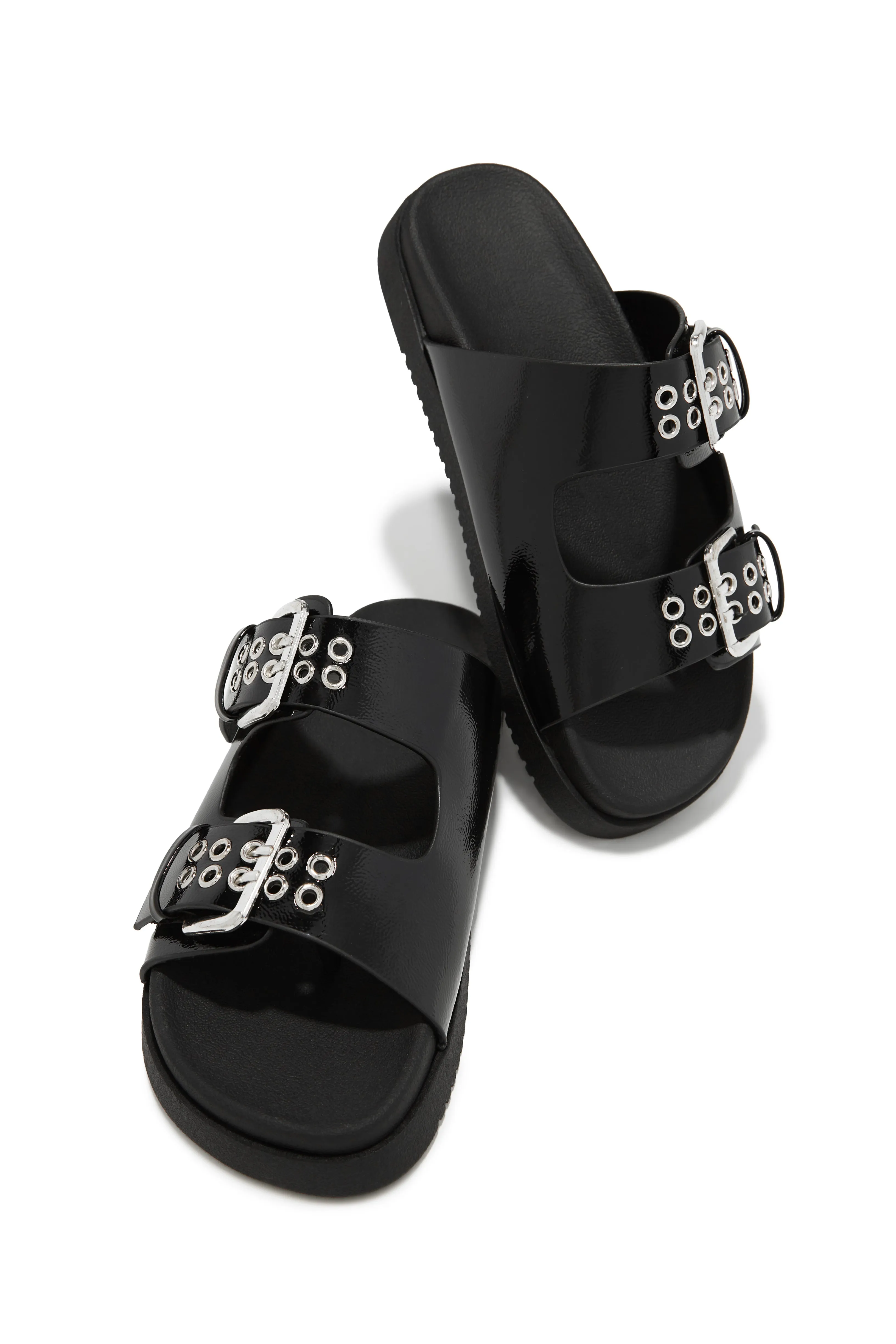 Kira Chunky Slip On Sandals - Black