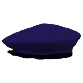 Navy Blue Military Beret, Lined w- Leather Sweatband