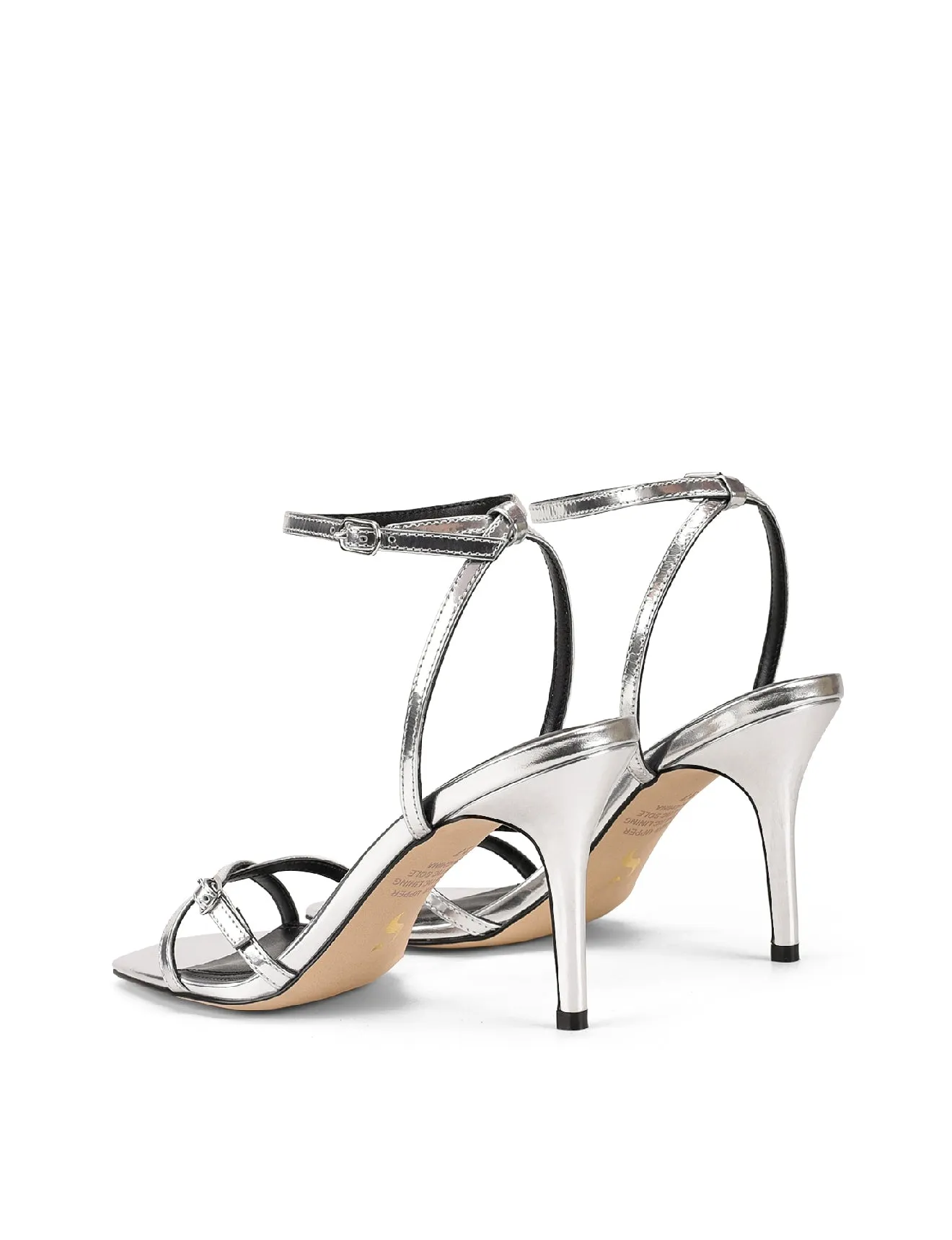 Niah Strappy Sandals - Silver Mirror Metallic Leather