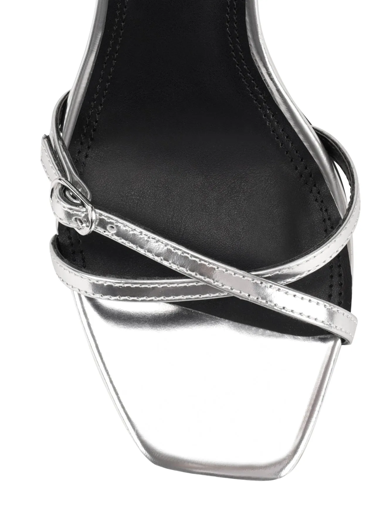 Niah Strappy Sandals - Silver Mirror Metallic Leather