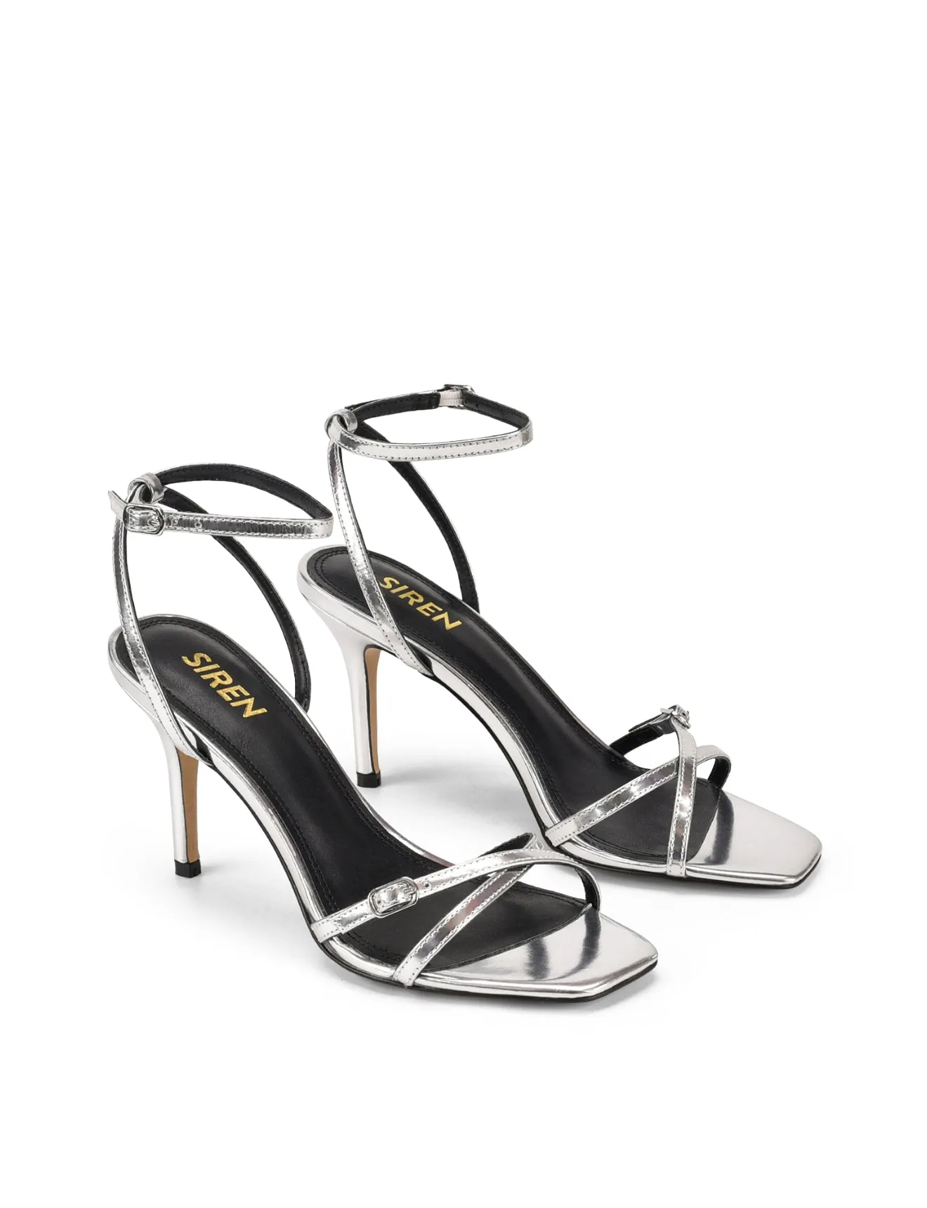 Niah Strappy Sandals - Silver Mirror Metallic Leather