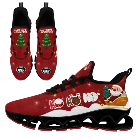 Personalized Santa Claus Cloud Sneakers, Custom Holiday Cheer Shoes, Xmas Breathable Shoes
