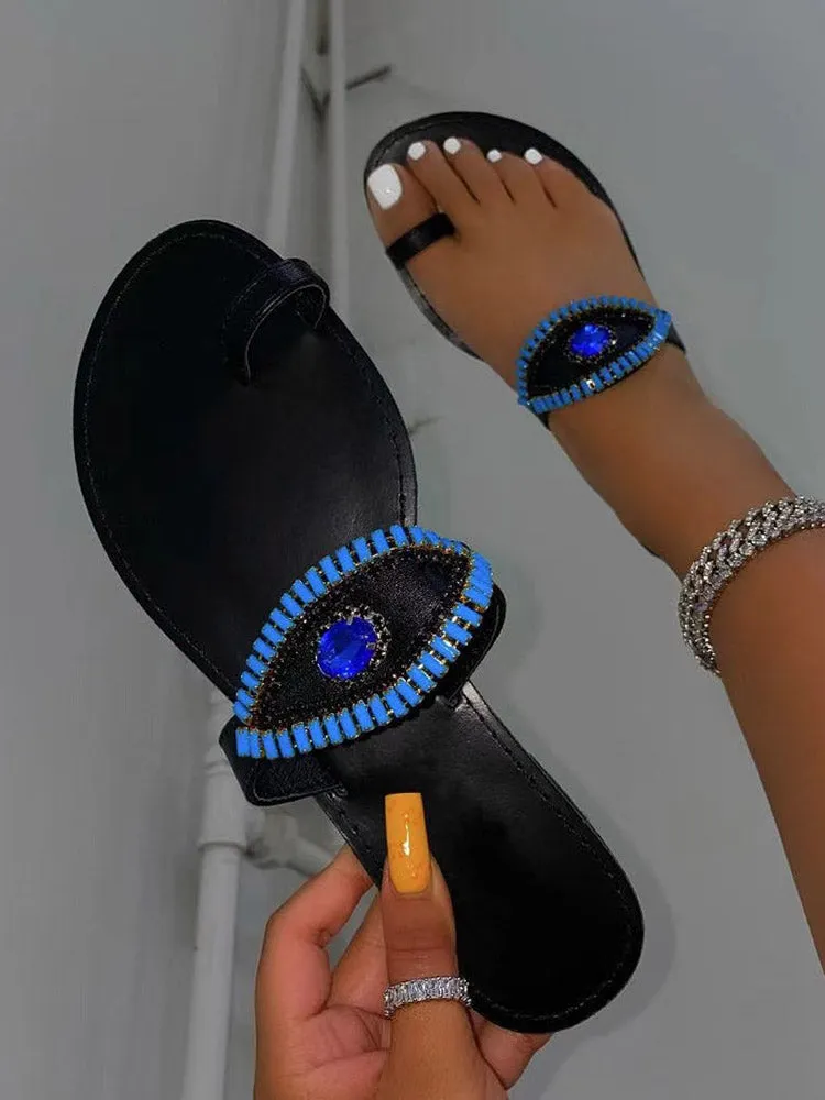 Toleet Evil Eye Slip On Sandals