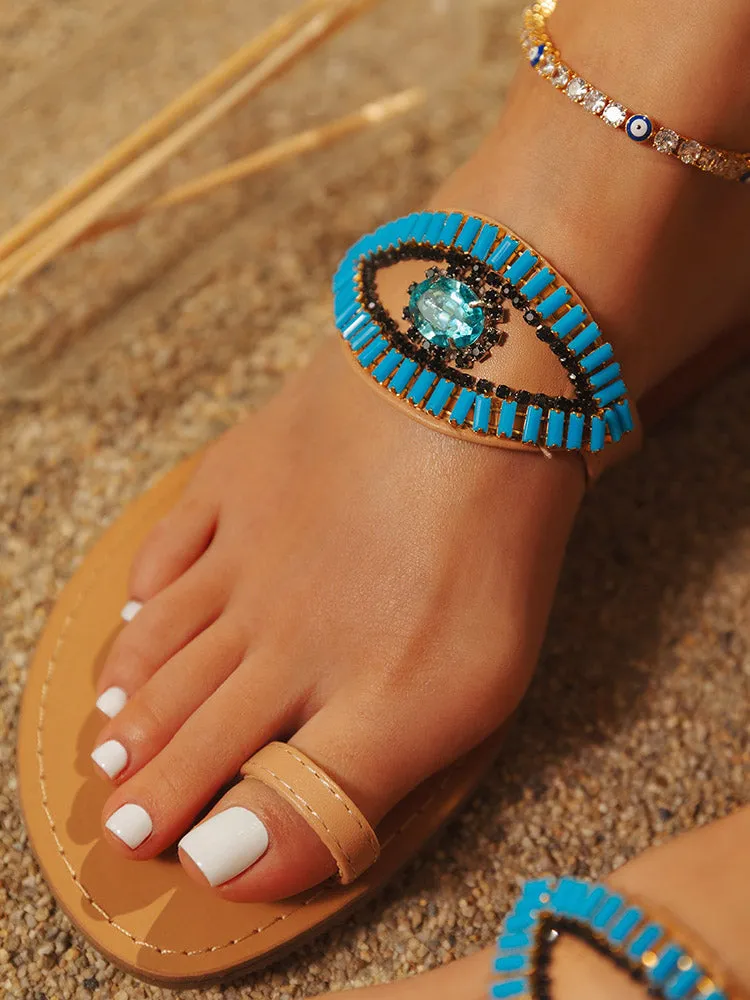 Toleet Evil Eye Slip On Sandals
